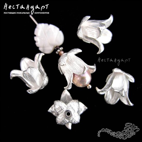 Чашечки для бусин Bellflower Silver Plated 13 мм