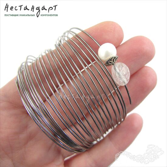 Мемори-проволока для браслета Gunmetal 60х0,8 мм (уп. 10 витков), изображение 2