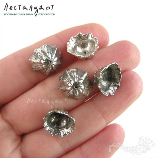 Чашечки для бусин Sweet Pea Flower Sterling Silver 15х8 мм, изображение 3