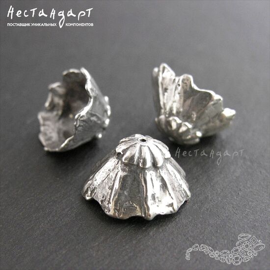 Чашечки для бусин Sweet Pea Flower Sterling Silver 15х8 мм, изображение 4