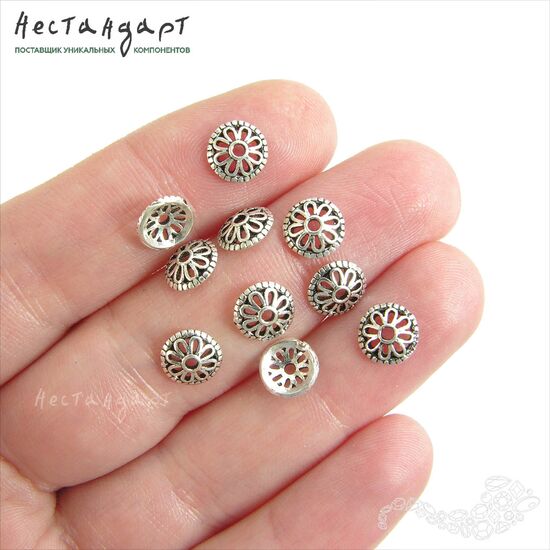 Чашечки для бусин Rosette Sterling Silver 7х2,3 мм, изображение 2