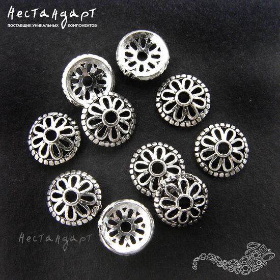 Чашечки для бусин Rosette Sterling Silver 7х2,3 мм, изображение 3