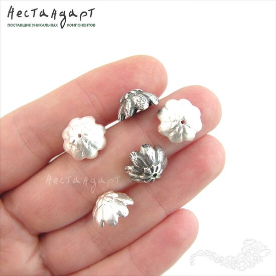 Чашечки для бусин Sakura Silver Plated 12х6 мм, изображение 2