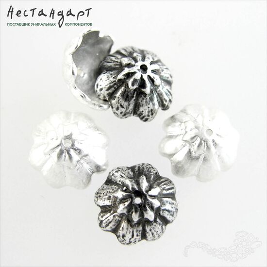 Чашечки для бусин Sakura Silver Plated 12х6 мм, изображение 3