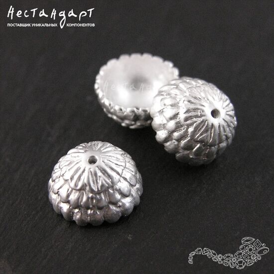 Чашечки для бусин Acorn Silver Plated 10х6 мм, изображение 3