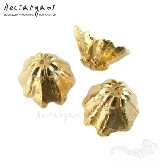 Чашечки для бусин Sweet Pea Flower Gold Plated 15х8 мм, изображение 3