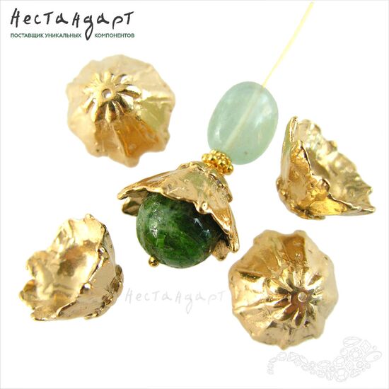 Чашечки для бусин Sweet Pea Flower Gold Plated 15х8 мм, изображение 5