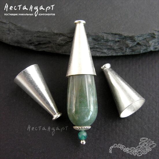 Конусовидные чашечки для бусин Smooth Сone Sterling Silver 19х10 мм