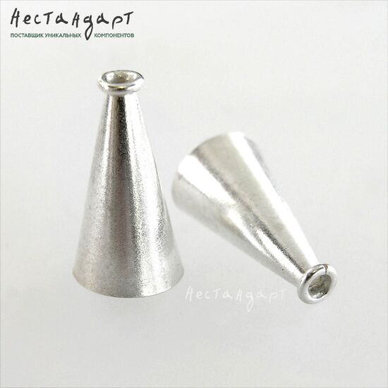 Конусовидные чашечки для бусин Smooth Сone Sterling Silver 19х10 мм, изображение 3