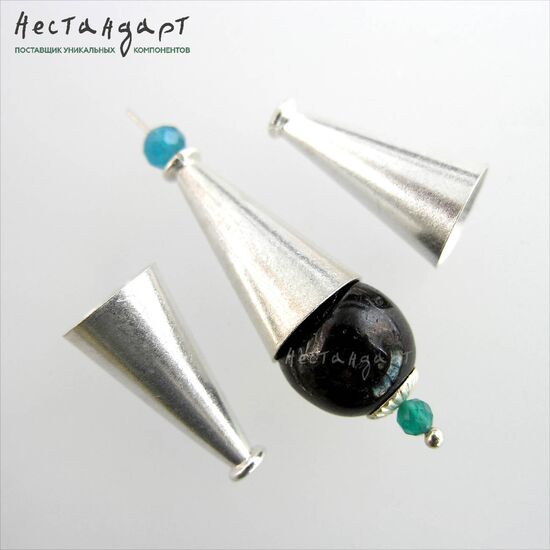 Конусовидные чашечки для бусин Smooth Сone Sterling Silver 19х10 мм, изображение 5