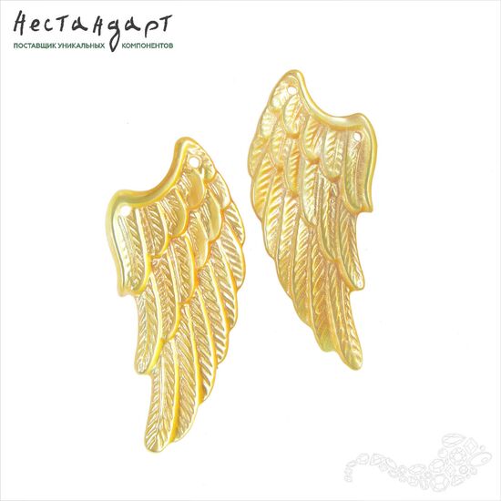 Перламутр натуральный резной Angel Wings 33-34 мм, изображение 2