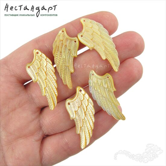 Перламутр натуральный резной Angel Wings 33-34 мм, изображение 3