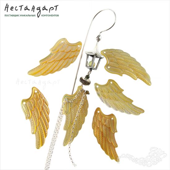 Перламутр натуральный резной Angel Wings 33-34 мм, изображение 5