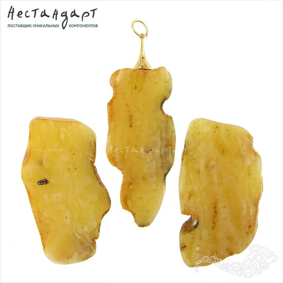 Янтарь натуральный тонкий спил Honey Cut 45-59 мм, изображение 2