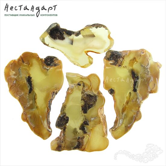 Янтарь натуральный тонкий спил Honey Cut 45-59 мм, изображение 4