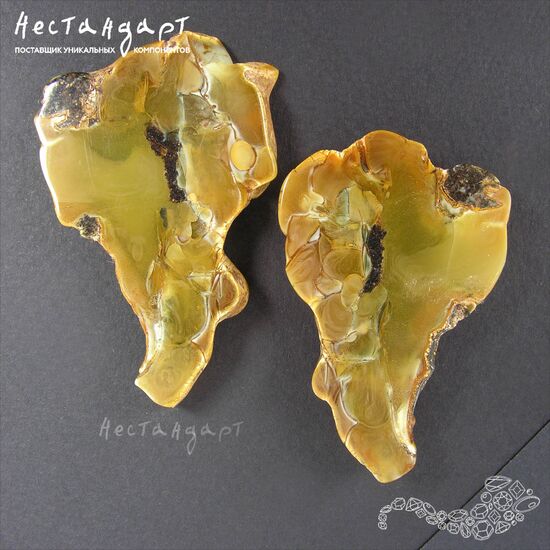 Янтарь натуральный тонкий спил Honey Cut 45-59 мм, изображение 5