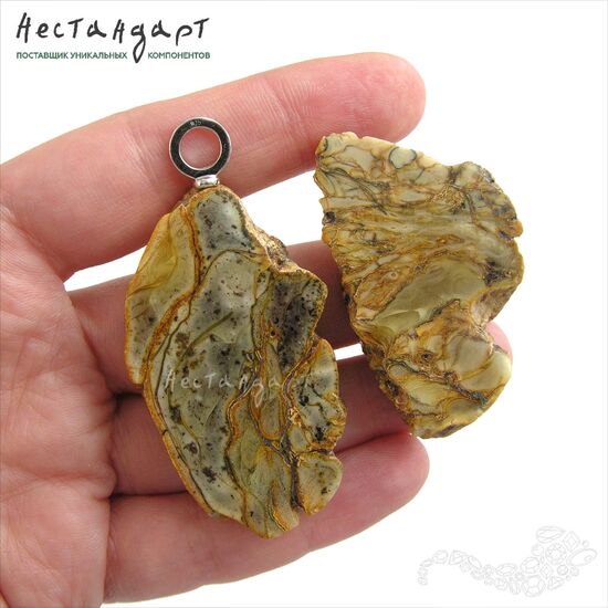 Янтарь натуральный спил самородка Landscape Cut 48-62 мм, изображение 2