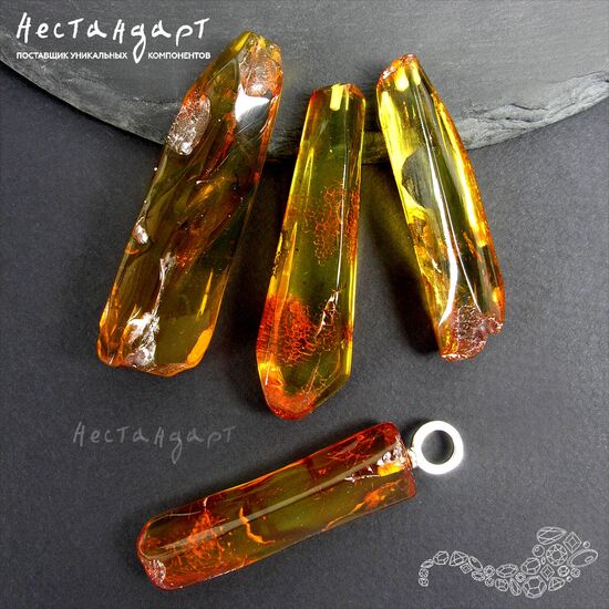 Янтарь натуральный с огранкой Stick Cut 46-58 мм, изображение 3