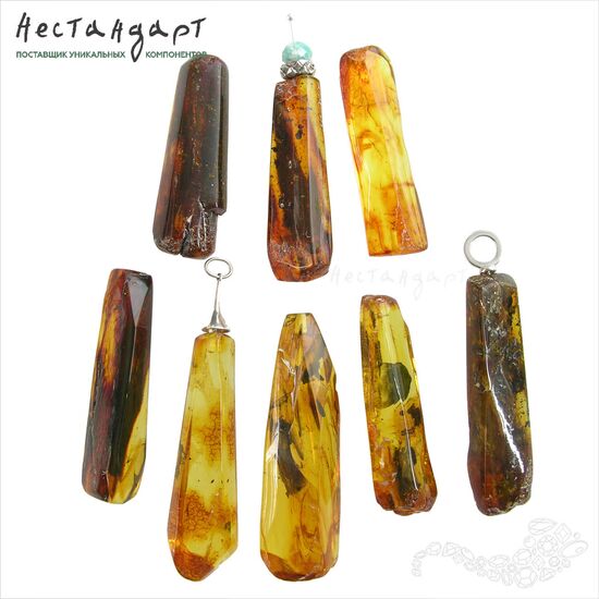 Янтарь натуральный с огранкой Stick Cut 46-58 мм, изображение 4
