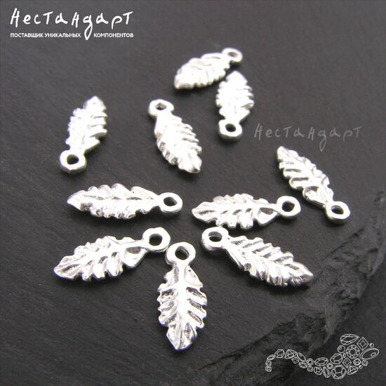 Подвеска Carved Leaf Silver Plated 12х5 мм, изображение 3