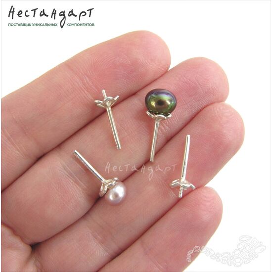 Основы для пусет Floral Stud Sterling Silver 14,5 мм (пара), изображение 2
