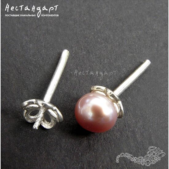 Основы для пусет Floral Stud Sterling Silver 14,5 мм (пара), изображение 3