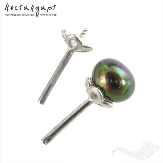 Основы для пусет Floral Stud Sterling Silver 14,5 мм (пара), изображение 4