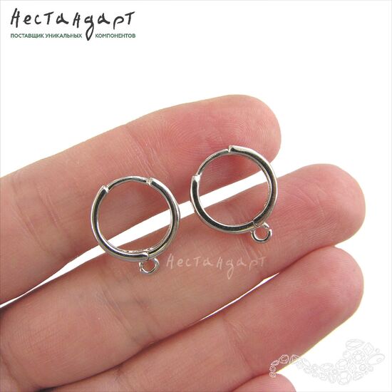 Швензы Ring Sterling Silver Rhodium Plated 14 мм (пара), изображение 2