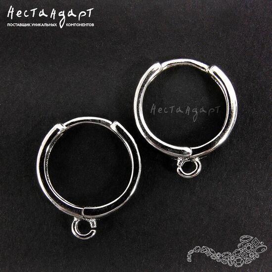 Швензы Ring Sterling Silver Rhodium Plated 14 мм (пара), изображение 3