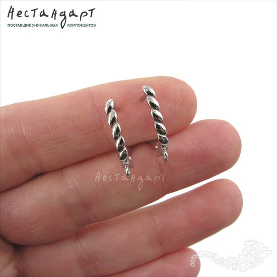 Швензы Treccia Sterling Silver Rhodium Plated 16 мм (пара), изображение 2