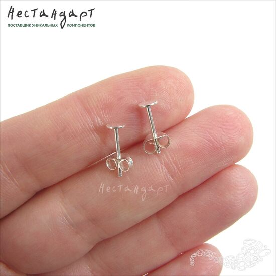 Основы для пусет Glue Pad Sterling Silver 11 мм (пара), изображение 2