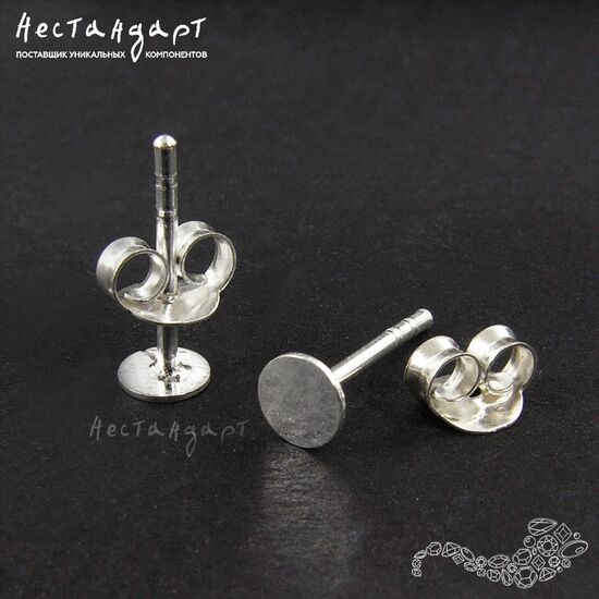 Основы для пусет Glue Pad Sterling Silver 11 мм (пара), изображение 3