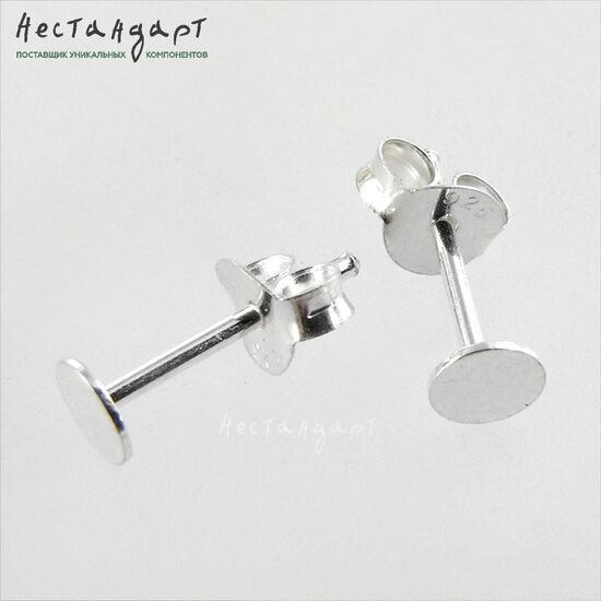 Основы для пусет Glue Pad Sterling Silver 11 мм (пара), изображение 4