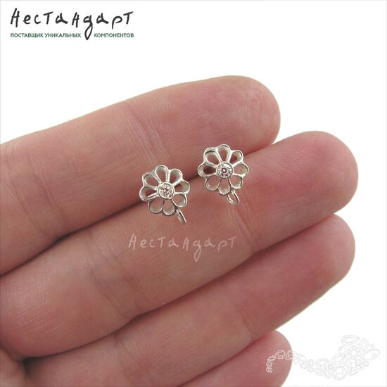 Основы для пусет Chamomile Sterling Silver 12 мм (пара), изображение 2