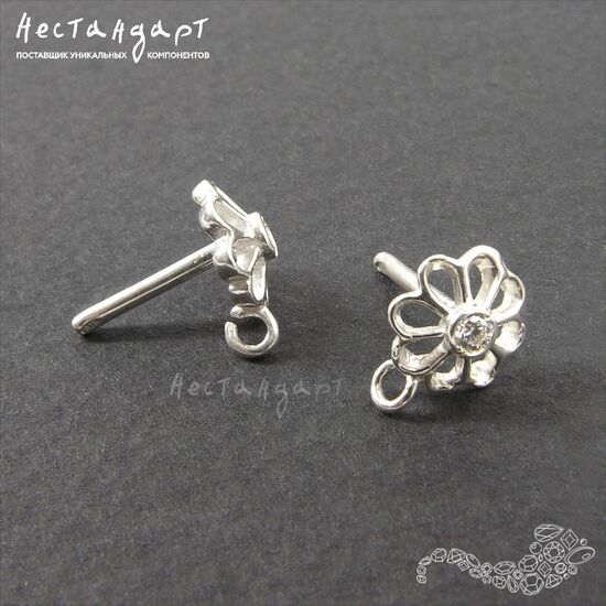 Основы для пусет Chamomile Sterling Silver 12 мм (пара), изображение 3