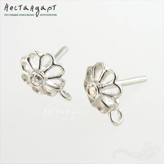 Основы для пусет Chamomile Sterling Silver 12 мм (пара), изображение 4