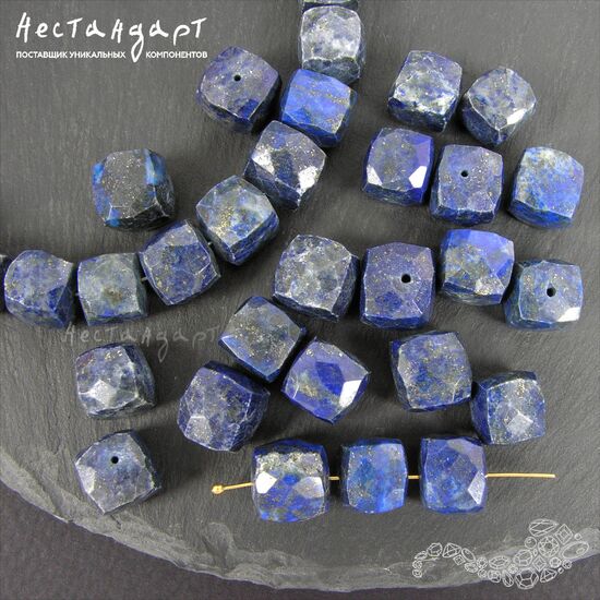 Лазурит натуральный Cube с огранкой 8-9 мм, изображение 2