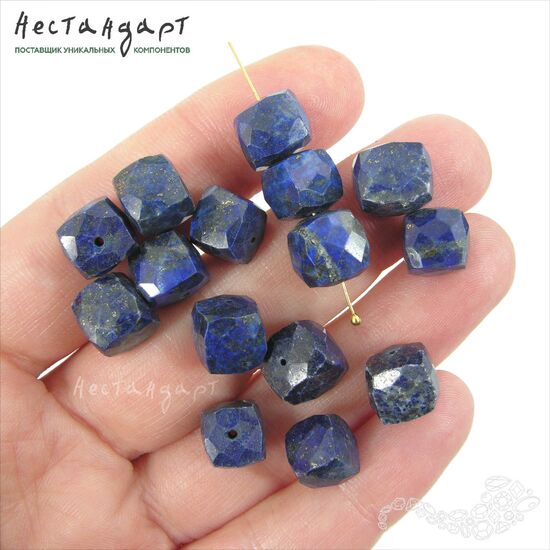 Лазурит натуральный Cube с огранкой 8-9 мм, изображение 3