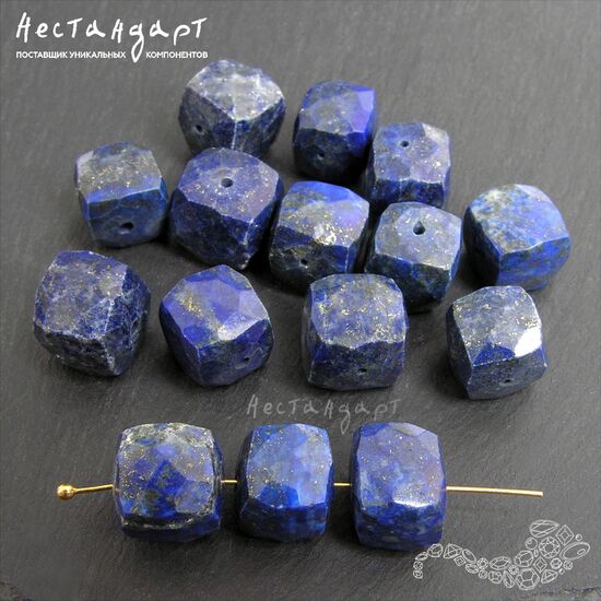 Лазурит натуральный Cube с огранкой 8-9 мм, изображение 4