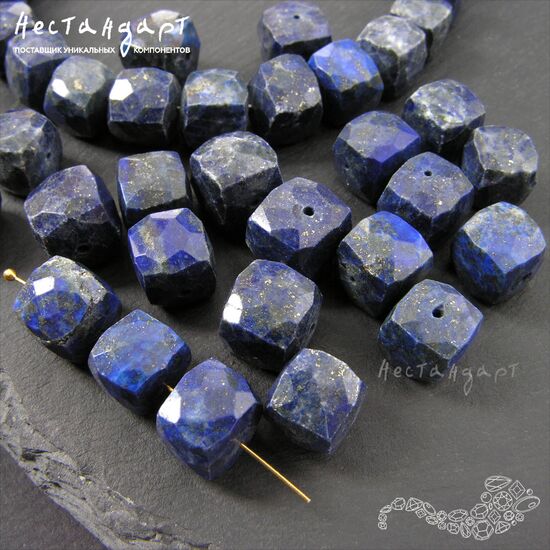 Лазурит натуральный Cube с огранкой 8-9 мм, изображение 6