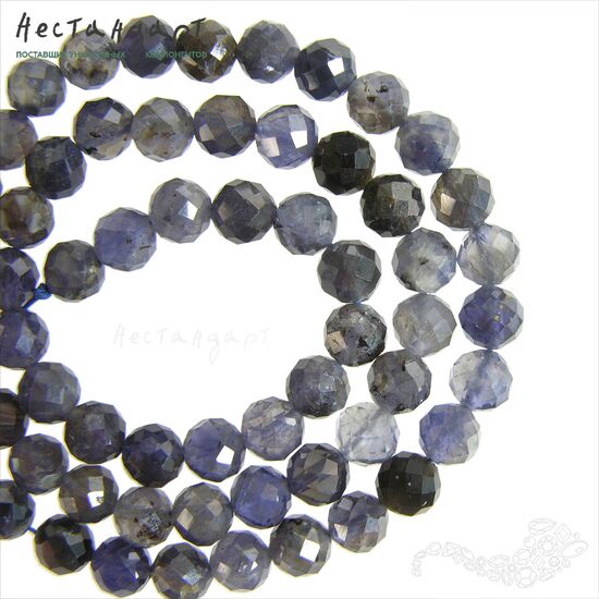 Иолит-кордиерит натуральный шар с огранкой 5,3-6,1 мм (уп. 7 шт.), изображение 5