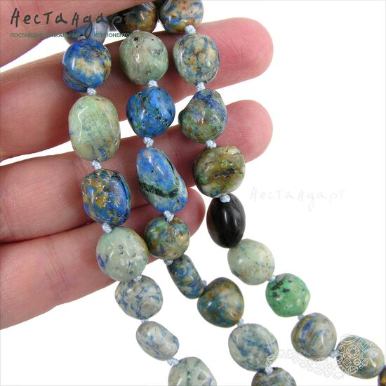 Азурит (азуро-малахит) натуральный Pebble 11-14 мм (уп. 5 шт), изображение 2