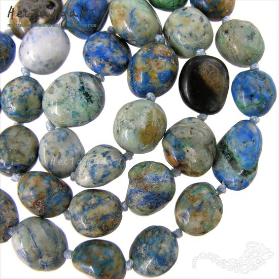 Азурит (азуро-малахит) натуральный Pebble 11-14 мм (уп. 5 шт), изображение 4