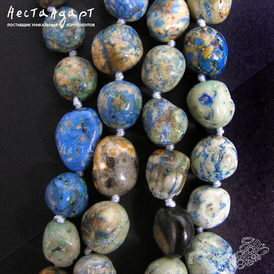 Азурит (азуро-малахит) натуральный Pebble 11-14 мм (уп. 5 шт), изображение 5