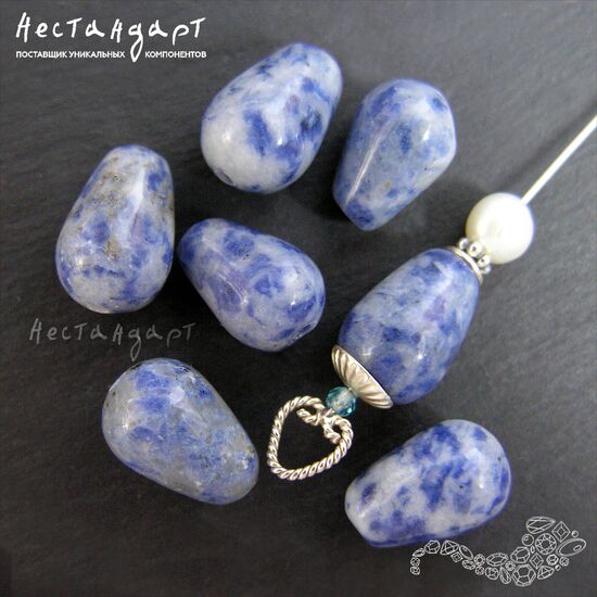 Содалит натуральный Smooth Drop 12х8 мм (уп. 5 шт.), изображение 3