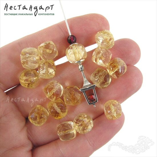 Цитрин натуральный Cube 8-9 мм, изображение 2