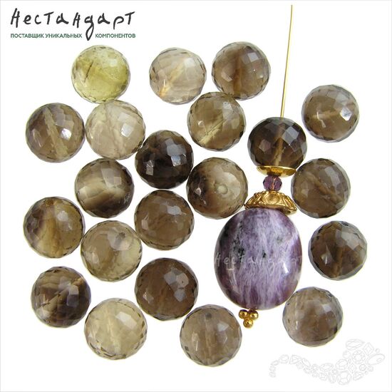 Цитрин натуральный дымчатый с огранкой 9-10 мм