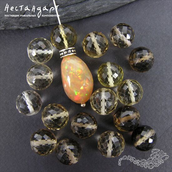 Цитрин натуральный дымчатый с огранкой 9-10 мм, изображение 3