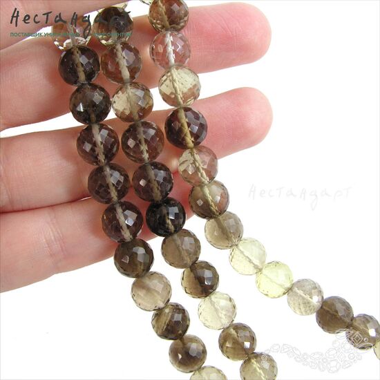 Цитрин натуральный дымчатый с огранкой 9-10 мм, изображение 4