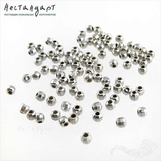 Бусина гранёная Faceted Sterling Silver 2,3 мм (уп.10 шт.), изображение 3